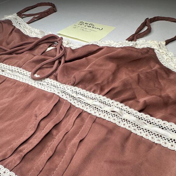 XL Aeropostale Coquette lace Y2K 90s Lorelai Gilmore Crop Top blush Satin - Picture 3 of 15